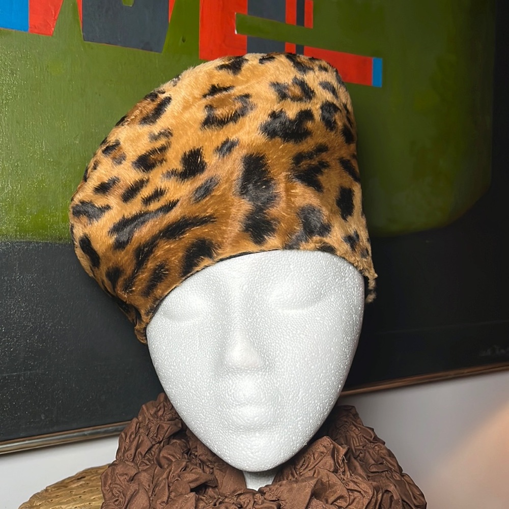 Eric Javits leopard fur hat